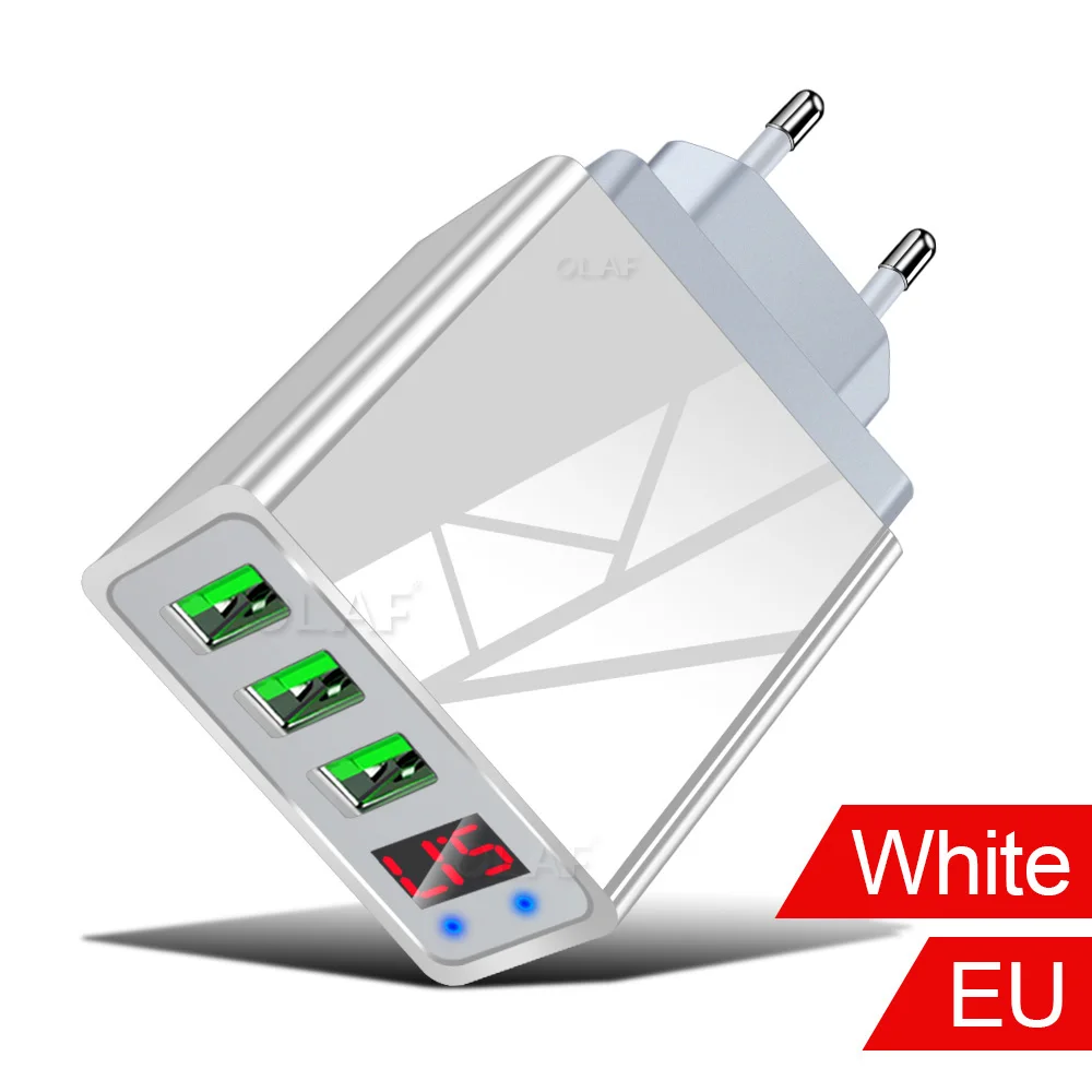 White EU version OLAF 3 порта USB зарядное устройство светодиодный дисплей ЕС вилка всего Макс 3.1A быстрая смарт-зарядка зарядное устройство для мобильных устройств для iPhone iPad samsung - Тип штекера: White EU version
