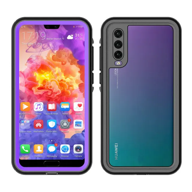 Фиолетовый Huawei P30 Pro Водонепроницаемый чехол IP68 принципиально huawei P20 Lite чехол 360 защиты huawei P20 PRO доказательство воды крышка P20Lite PC 3M чехол - Цвет: Фиолетовый