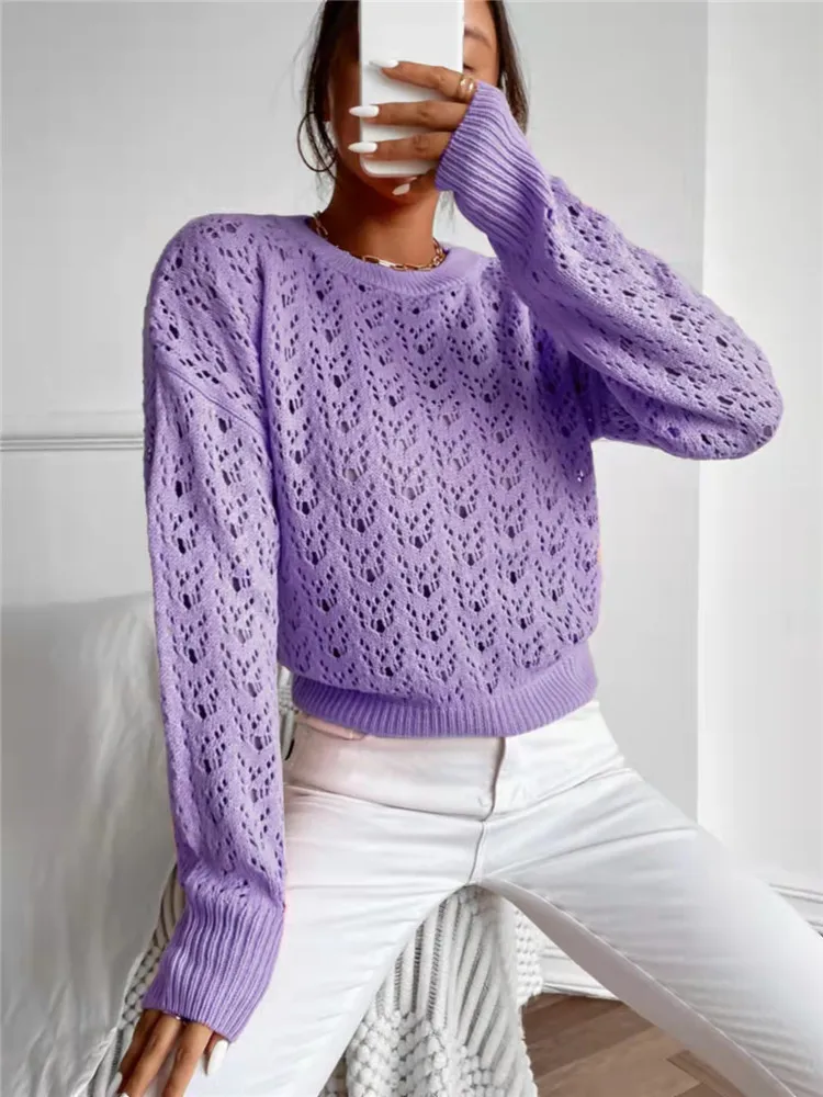 

Новинка 2021, Женский пуловер в европейском и американском стиле, вязаный свитер с длинными рукавами 2101