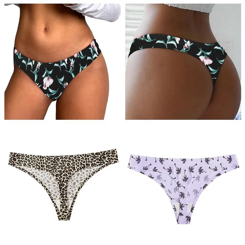 Сексуальное нижнее белье леопардовые цветы Бесшовные женские G стринги