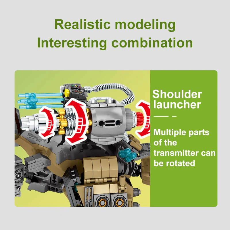 

610Pcs Creative Mechanical Mech Tyrannosaurus Building Blocks Jurassic Dinosaur World Chase Weapon City Figures Bricks Toys Kids