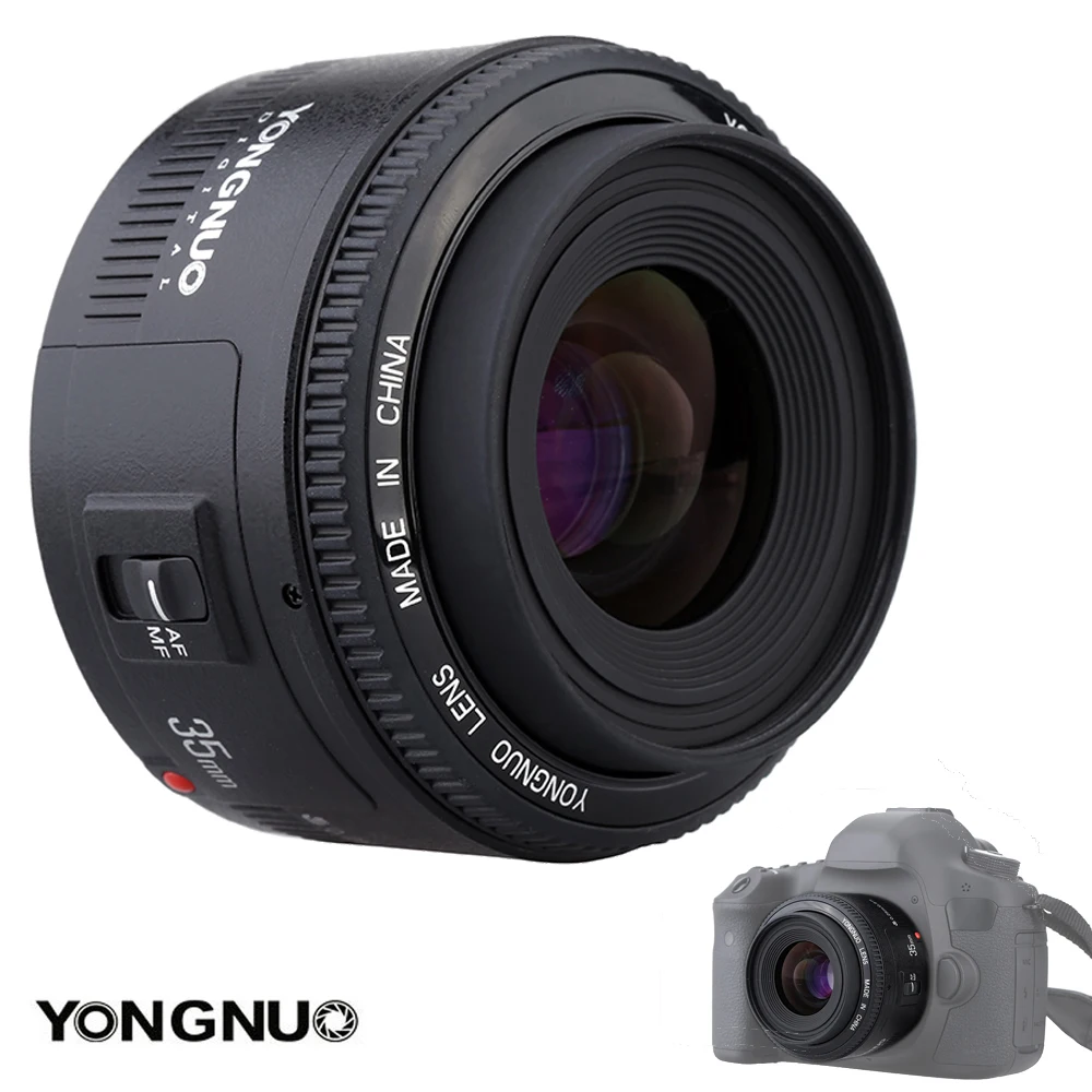 Объектив 35 мм YONGNUO F2.0 широкоугольный объектив с фиксированным/Прайм автофокусом