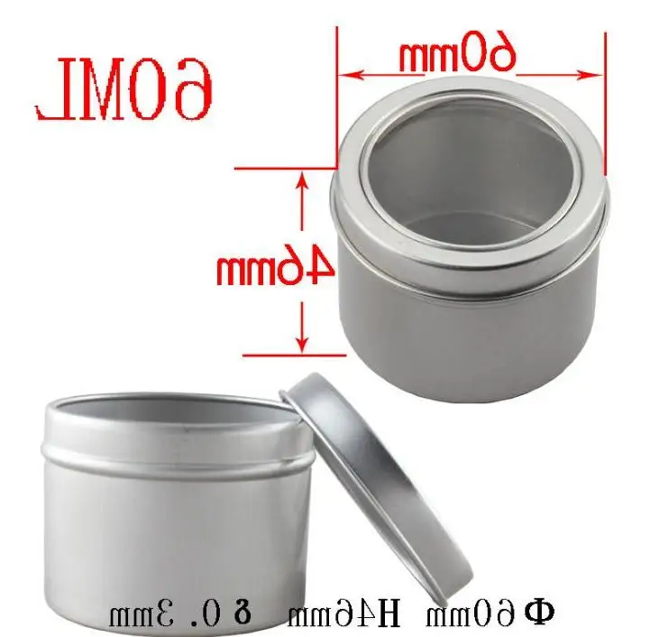 

60*46mm 60ml Window Twist Lid Cover Medium Candle Tin 2oz Empty Slip Slide Round Tin Containers Aluminum Box Wholesale