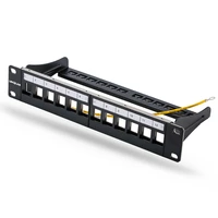 12ports blank patch panel suitable for cat 5ecat 6 keystone modules 10 inch rack mount incl cable management support bar