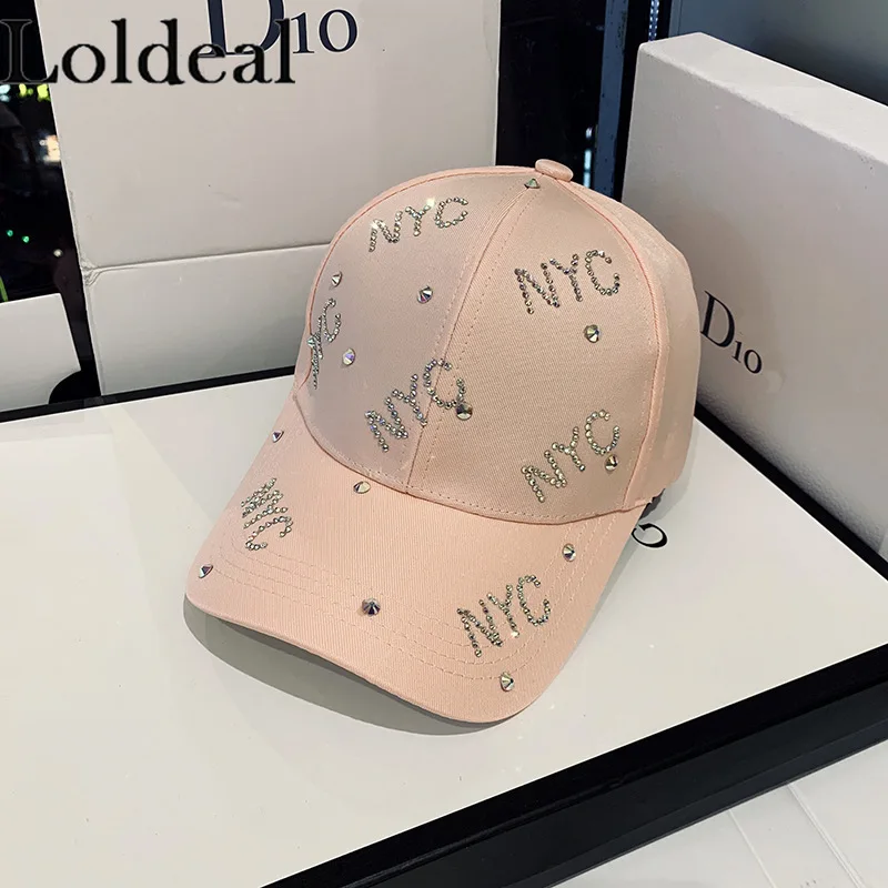 

Loldeal Unisex Baseball Cap with Letters and Diamonds Sunshade Outdoor Sports