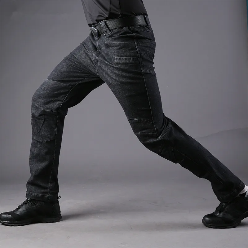 Городской Тактический Эластичный армейский веер черные тренировочные джинсовые