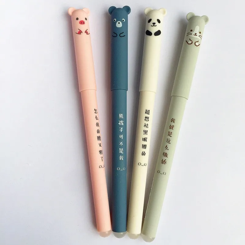 26 шт Kawaii Panda стираемая ручка 0 5 мм синяя черная кошка гелевая сменная моющаяся