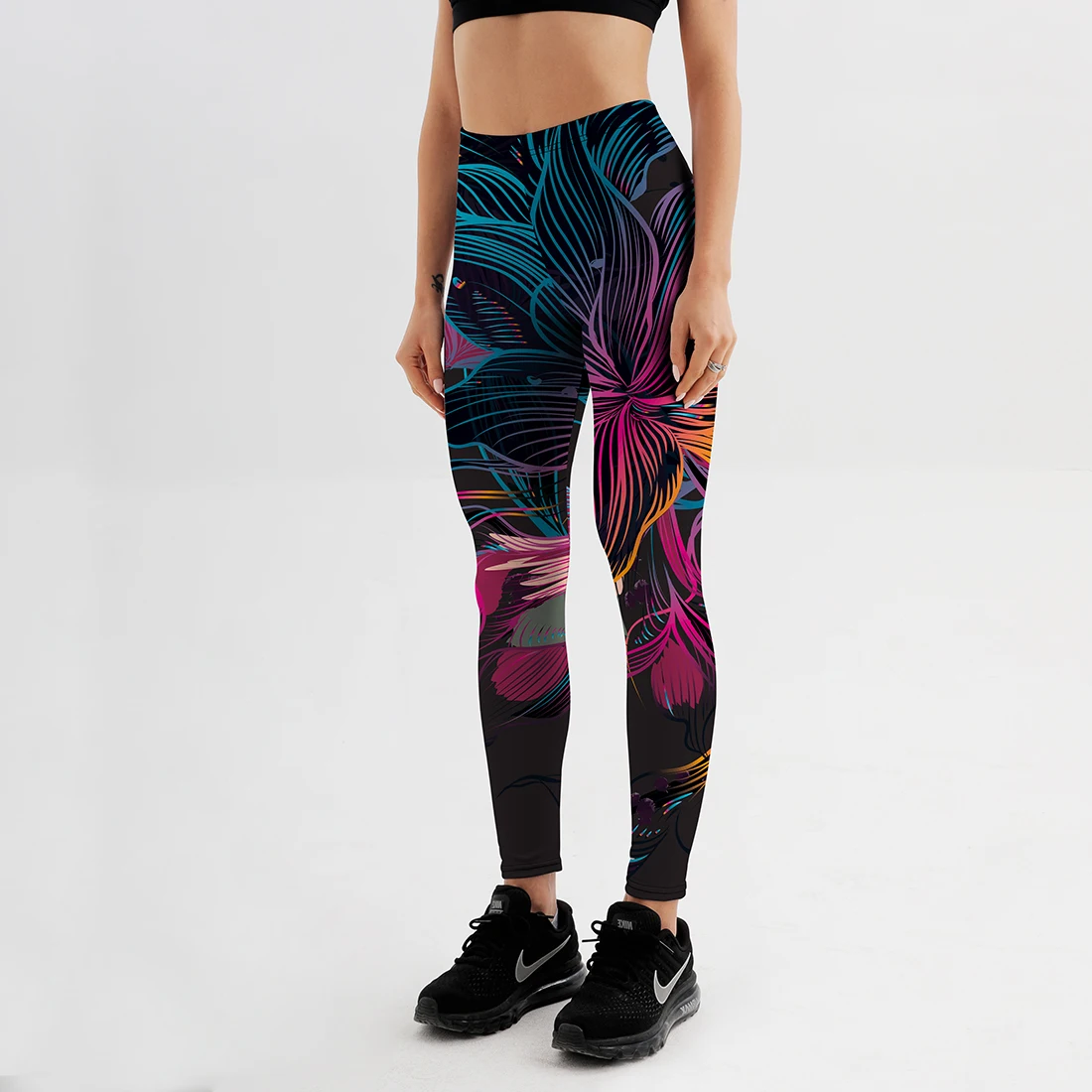 Qickitout New Fashion Women Leggings Floral Petal Digital Color Printed Sexy Workout Fitness Pants Casual Streetwears | Женская одежда