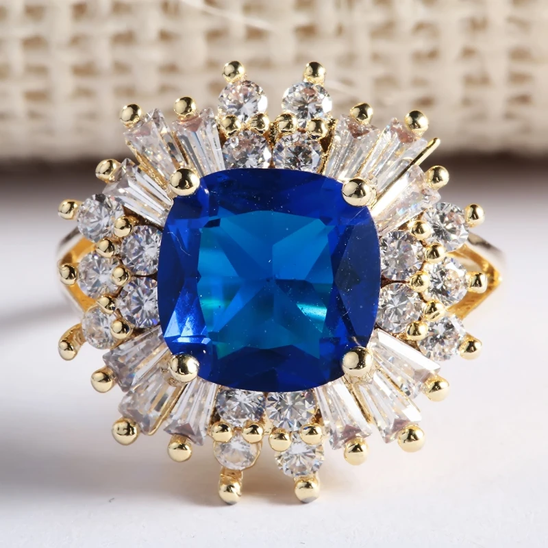 Ring K104 Роскошный бренд, большой голубой камень, кольцо, очаровательное ювелирное изделие для женщин, CZ обручальные кольца, обещающее обручальное кольцо для мужчин, Женские аксессуары O4K104 - Цвет основного камня: Ring K104