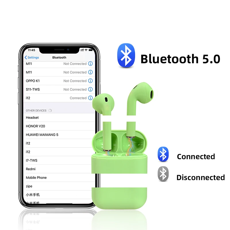 Беспроводные наушники BOHM с Bluetooth 5.0, спортивные наушники в ушах с чехлом для зарядки для всех смартфонов inpods 12.