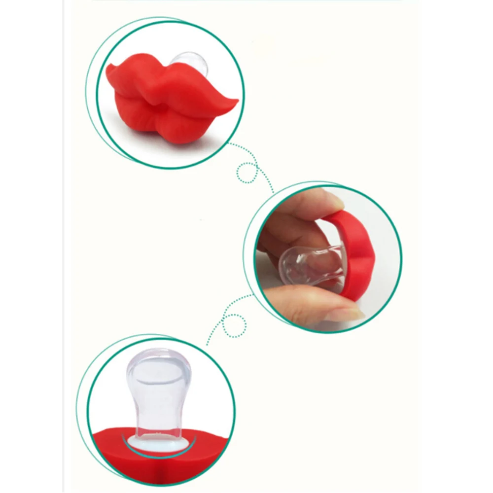 Детская пустышка с красным поцелуем и губами поддельные Веселые силиконовые