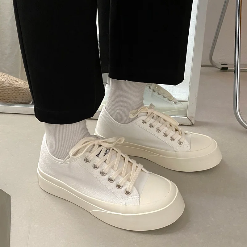 

Retro Platform Casual Shoes Women's Canvas Sneakers Mixed Color Skateboard Woman Vulcanized White Black Blue Basket Femme BA-37