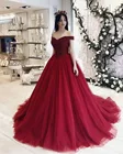 Красное бальное платье, платья Quinceanera, Арабский Дубай, с открытыми плечами, топ с бусинами, бордовое длинное милое платье 16 лет, платья на день рождения 15 лет