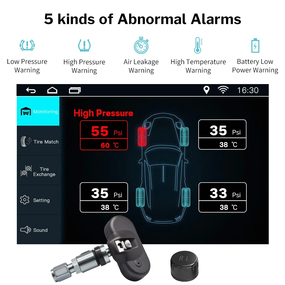 Deelife TPMS Android USB монитор давления в шинах Система для Автомобильный dvd-плеер Android gps навигация мультимедийный плеер Датчик TMPS
