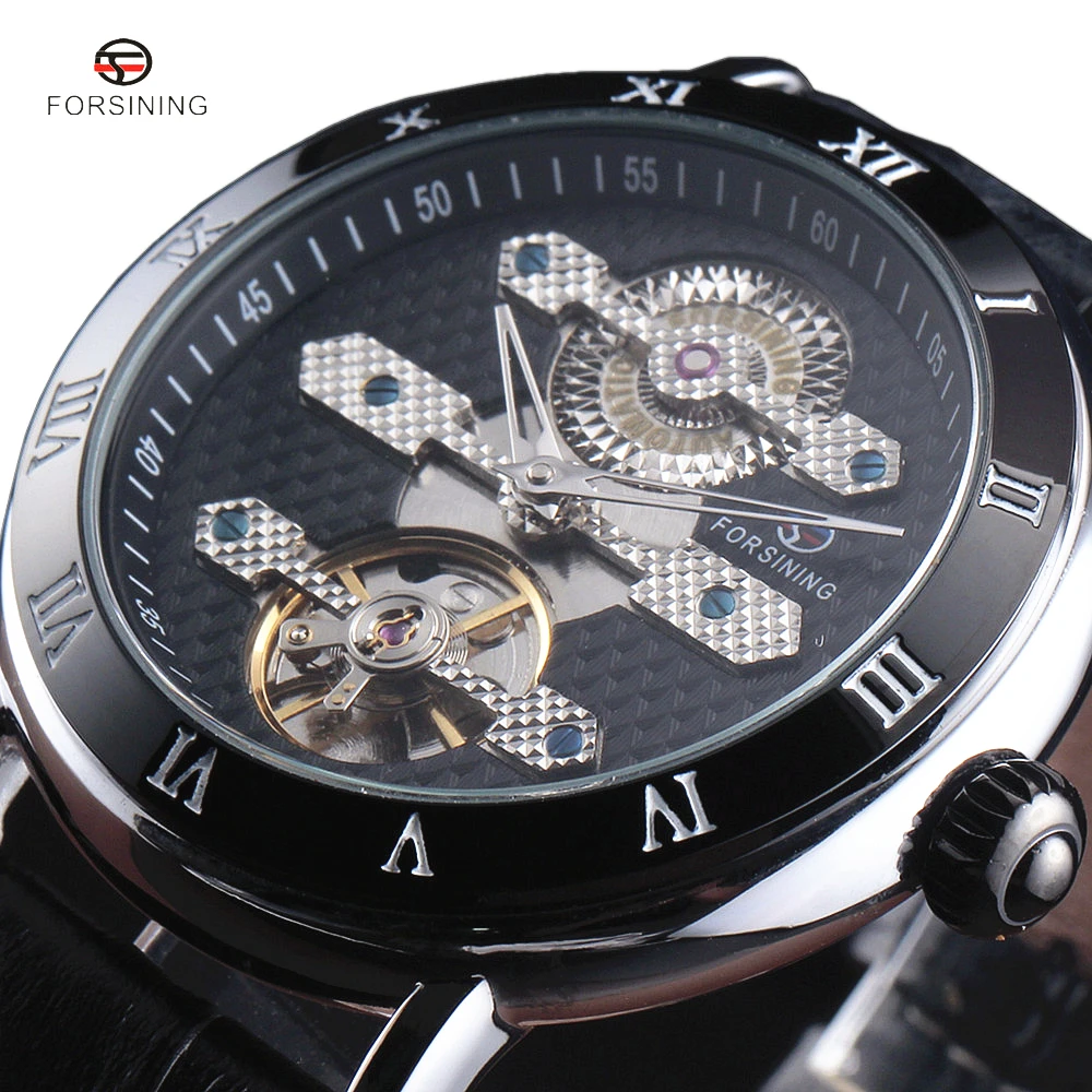 

New FORSINING New Series Rome Flywheel Automatic Mechanical Watches Men Luxury Famous Top Brand Dress Leather Wrist Watch