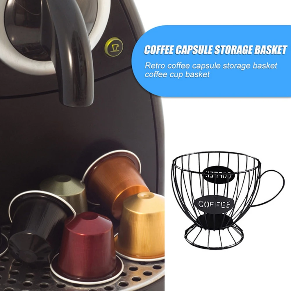 

Nordic Iron Art Hollowed Coffee Capsule Storage Basket Coffee Cup Shaped Coffee Organizer Holder for Home Cafe Hotel Ornaments