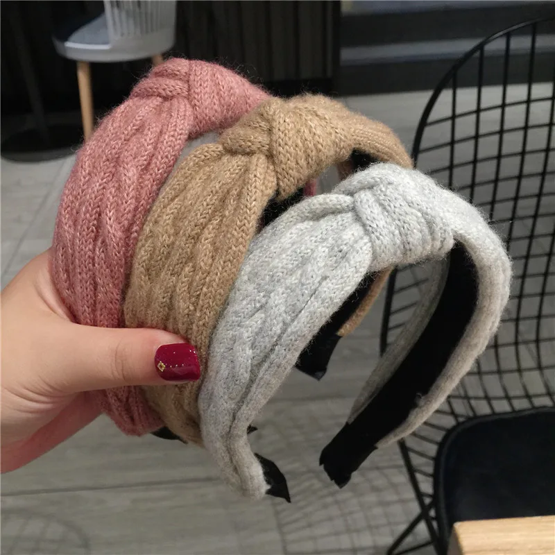 

Fashion Winter Headbands For Women Vintage Bohemian Colored Woolen Knot Headband Knotted Hairband Hair Accessories