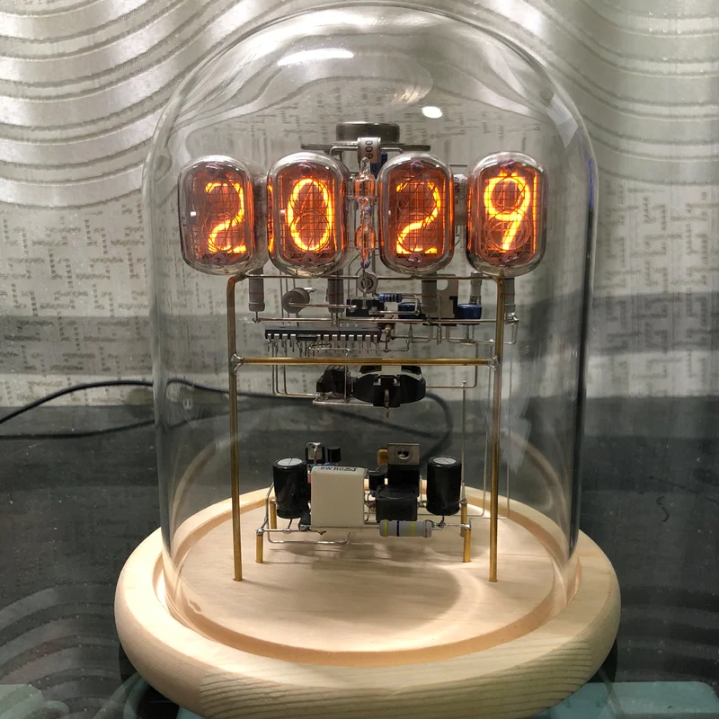Reloj de tubo incandescente IN12, dispositivo retro, de escritorio, creativo, adornos, espect&aacute;culo de ense&ntilde;anza de circuito hecho a mano con control remoto-0