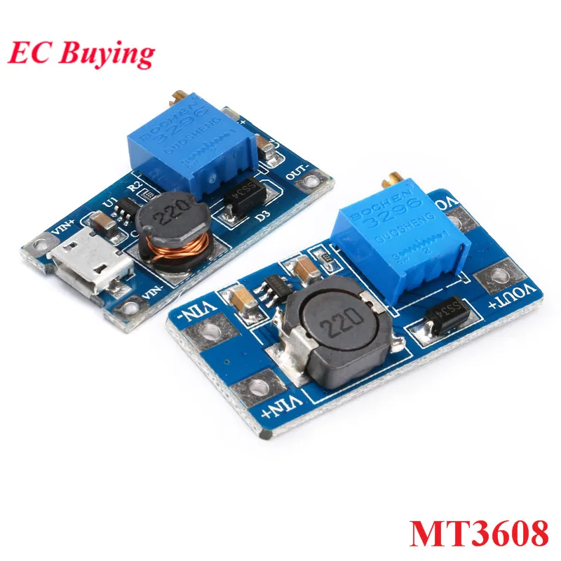 MT3608 DC 2A регулируемый Повышающий Модуль питания с регулировкой напряжения