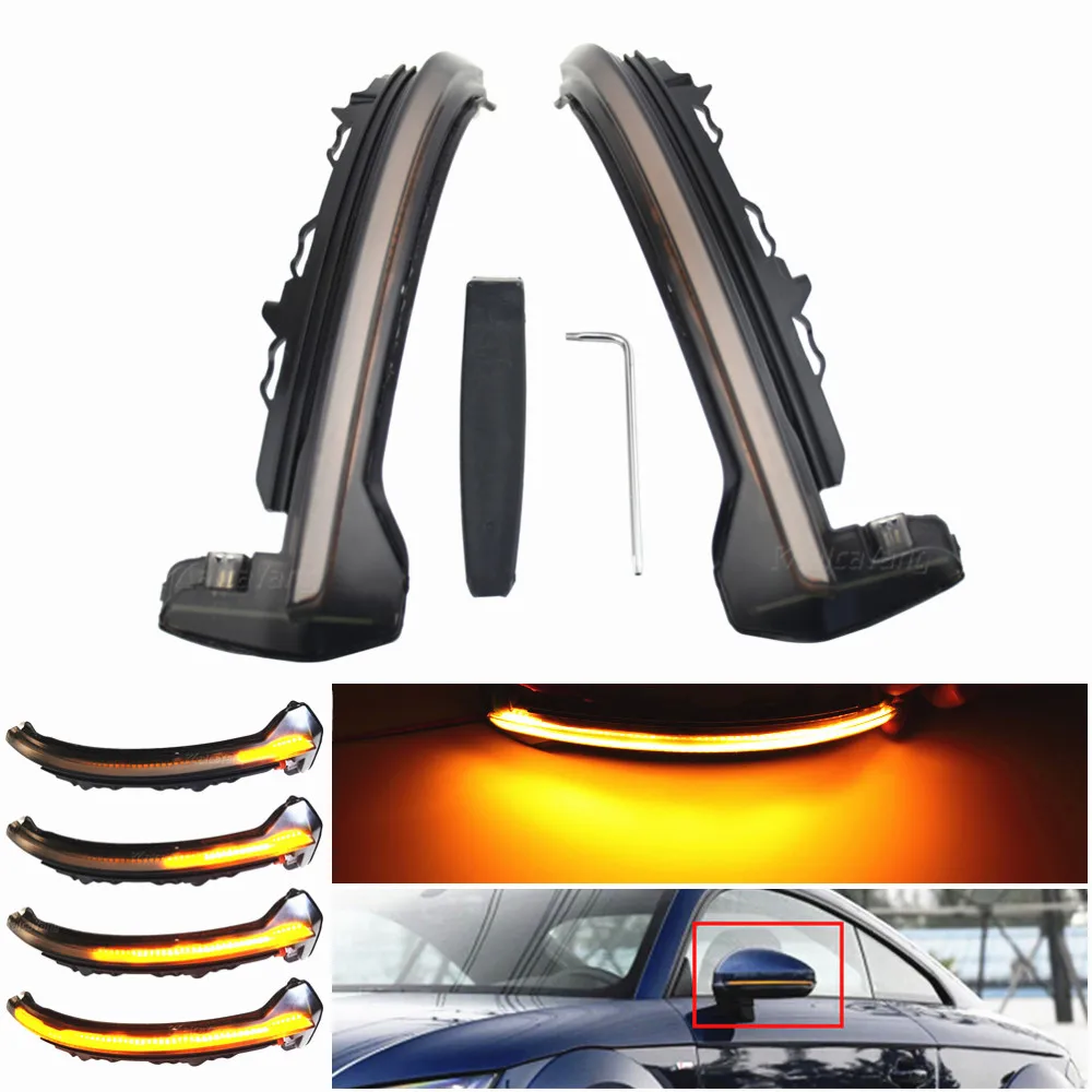 

2PCS LED Dynamic Turn Signal Light For Audi TT TTS MK3 8S 2015-2020 TTRS R8 Side Mirror Indicator Lamp Sequential Blinker