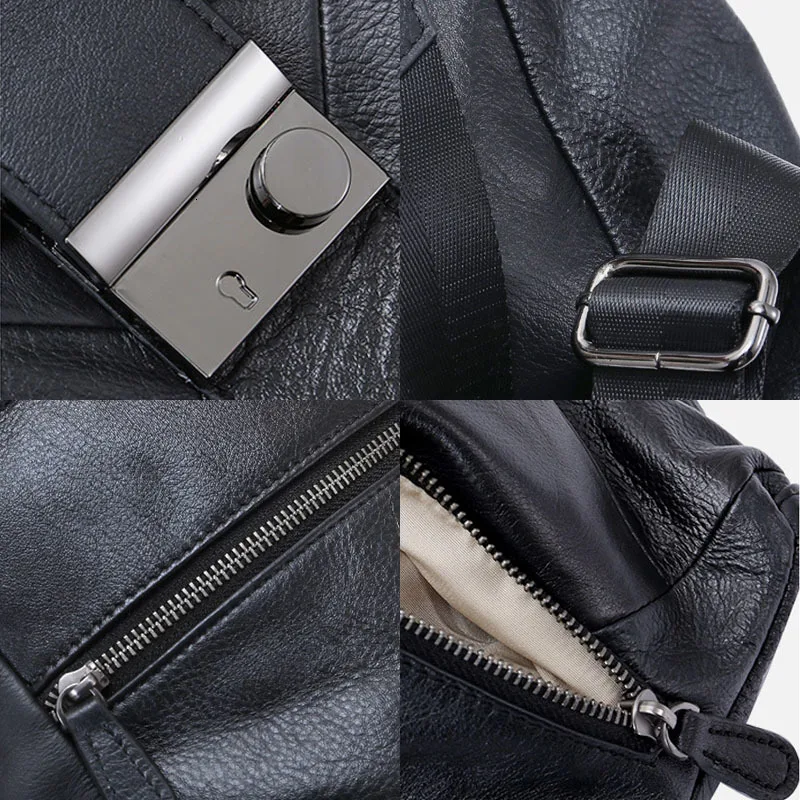 

Volasss Genuine Leather Anti Theft Women's Backpack Outdoor Travel Bag Cow Leather Girl's Schoolbag Daily Knapsack Mochila Mujer