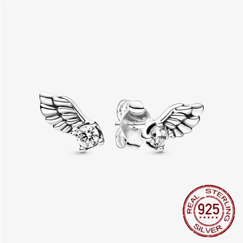 

New 925 Sterling Silver Angel Wings Flower CZ Diamond Ladies Earrings Fashion Women Earrings Party 2021 S925 Gift Brithday 2021