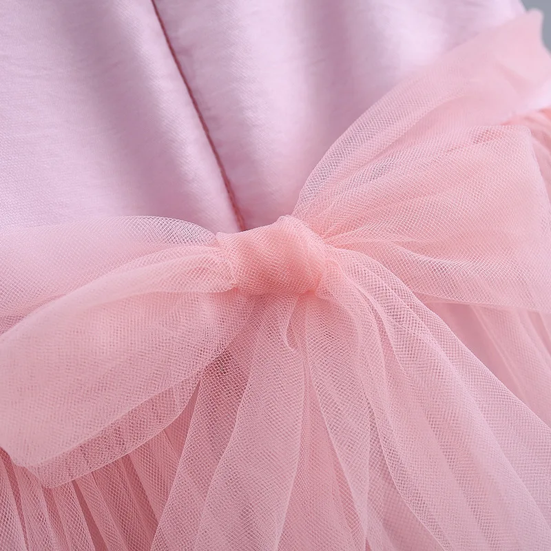 

Summer Girls Ball Gown Dress Floral Embroidery Knotbow Mesh Dress Sleeveless Toddler Baby Girls Cute Princess Dress