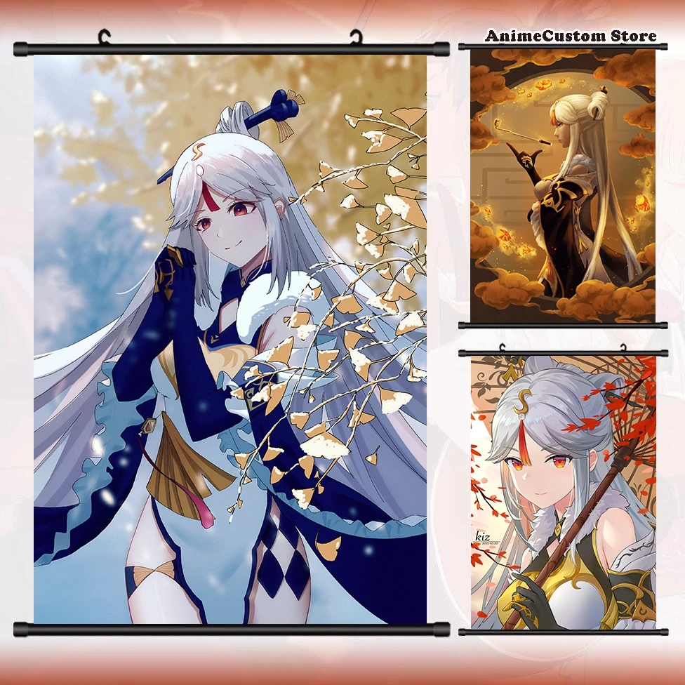 

Game Genshin Impact Ningguang HD Wall Scroll Roll Painting Poster Hang Poster Decor Decoration Collectible Art Gift