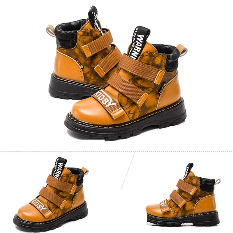 Лидер продаж модные зимние Ботинки martin для мальчиков Детские уличные ботинки из