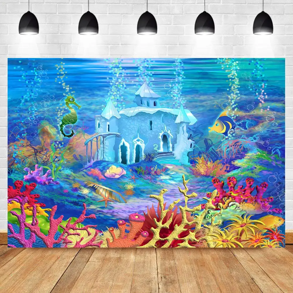 

Фотофон nitree подводный мир день рождения фон для фото на вечеринке рыбы коралловый замок на заказ