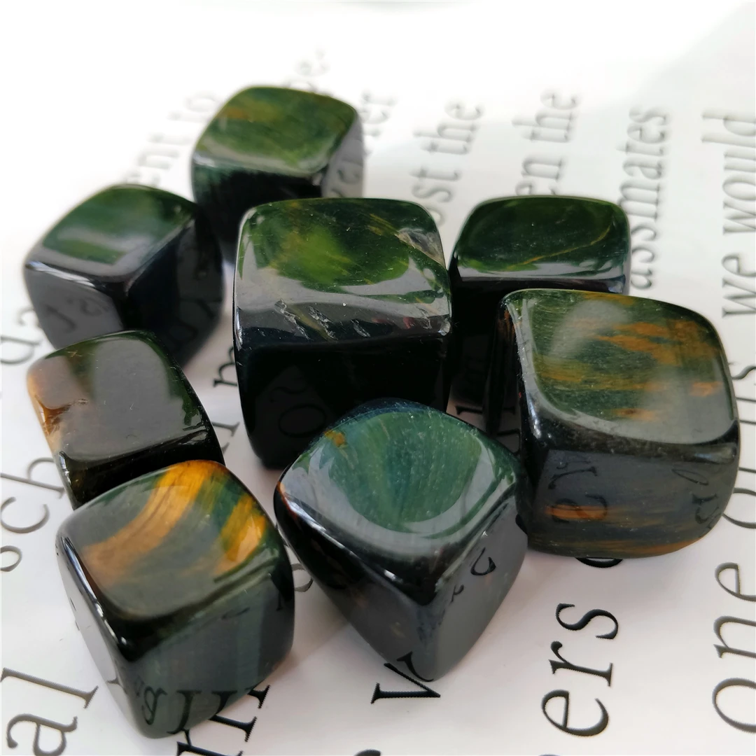 

Высококачественный натуральный синий тигровый глаз квадратный роликовый камень желтый синий тигровый камень Полировочный полидрон с бара...