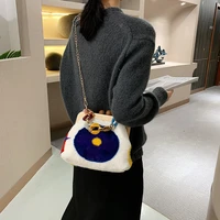 luxury wood clip shoulder crossbody bags womens thick chain plush evening tote 2021 new women high quality messenger bag purses