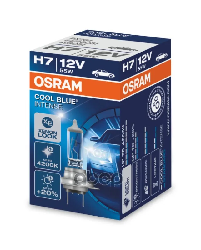 Лампа H7 12v 55w (Px26d) Cool Blue Intense Osram арт. 64210CBI|Лампы для автомобильных фар (галогенные)| |