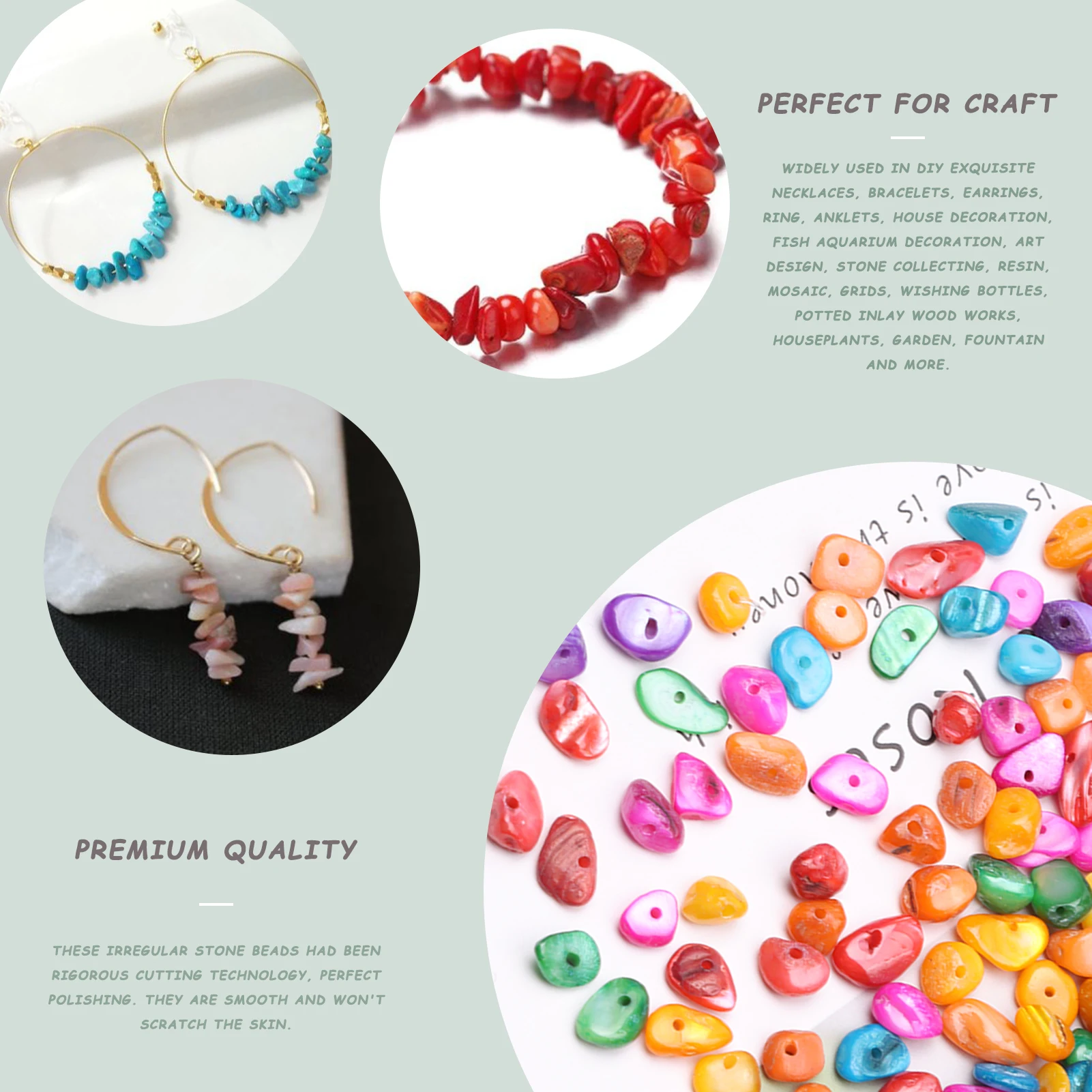 

1 Strand Irregular Stone Chips Beads, Hole Drilled Blue Shell Chips, Crystal Tumbled Chips Stone for Jewelry Making