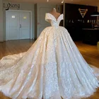 Роскошное кружевное бальное платье принцессы с открытыми плечами и аппликацией, свадебные официальные платья, длинное свадебное платье с реальным изображением, модное свадебное платье