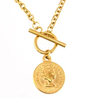 stainless steel lucky coin map lock heart women choker saint long necklace gold color toggle collares de moda boho collier gift