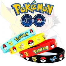 TAKARA TOMY Pokemon Silicone Bracelet Kawaii Pikachu Cartoon Bracelet Children Kids Wristband Bracelet Print Jewelry Party Gift