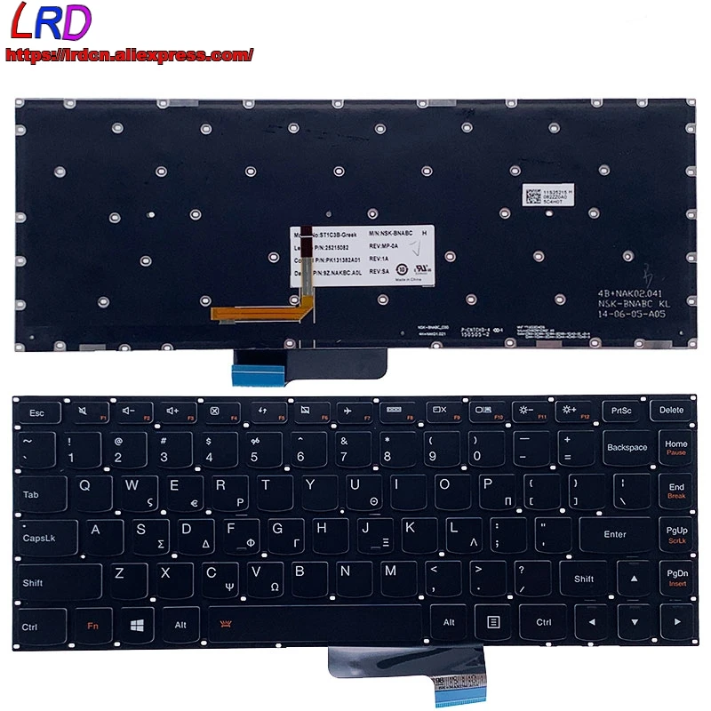 Новая Оригинальная греческая клавиатура GK с подсветкой для ноутбука Lenovo Yoga 2 13