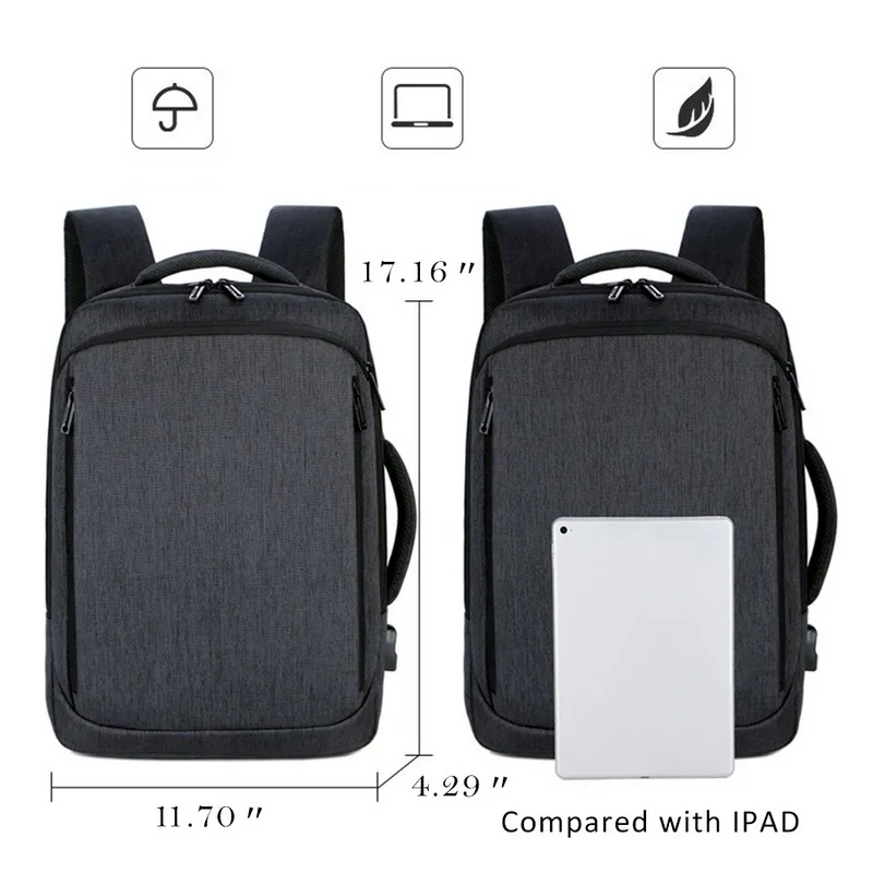 

Laptop Men Backpack Double Zipper Nylon Travel Male Bag Usb Charging Men's Backpack Large Capacity School Bags Waterproof Bag