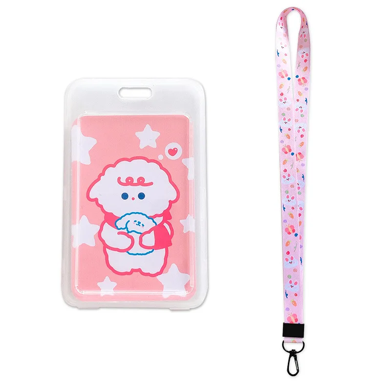 

Clear Card Holder Fashion Lanyard ID Badge Case Student Campus Bus Meal Card Cover Hanging Rope Door Tag Card Sleeves Bag Cute