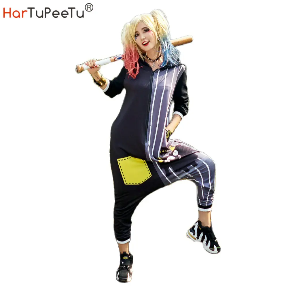 Комбинезон женский в стиле Харадзюку с принтом чудовища свободного покроя со