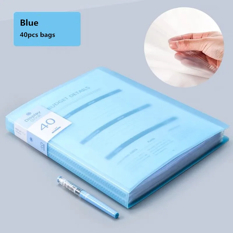 40PCS Bag Blue 30 60 80 страниц A4 папка для файлов музыкальная смотровая бумага Органайзер сумка для хранения стол сумки для документов лист протекторы чехол канцелярские принадлежности - Цвет: 40PCS Bag Blue