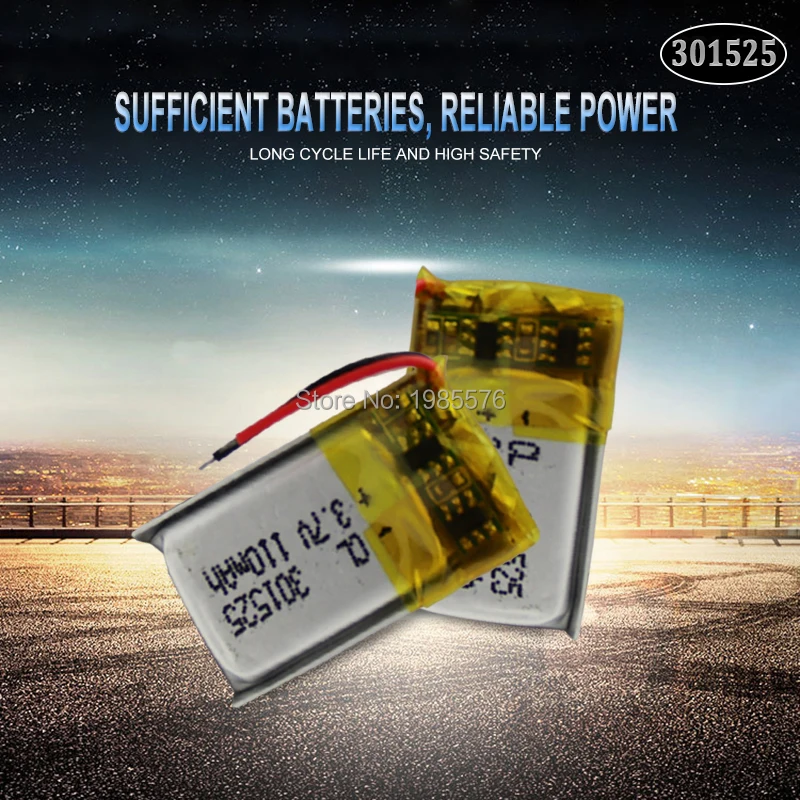 

3.7V 110mAh 301525 ithium polymer battery for GPS PSP MP4 MP5 DVD small toys battery Bluetooth headset Li-ion Cell battery