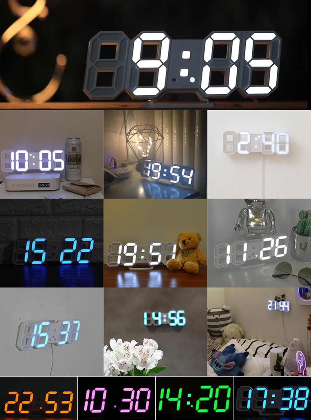 2020 время большой светодиодный цифровой настенные часы будильник Дата