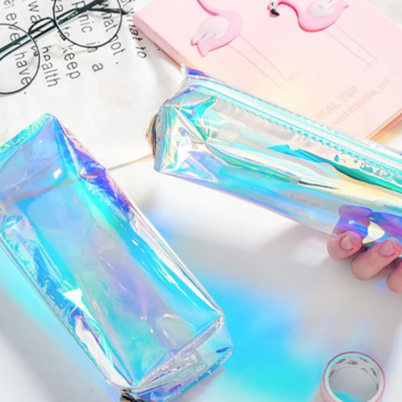 1 шт. прозрачная голографическая лазерная сумка косметичка чехол для карандаша