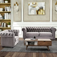 Modern Velvet Sectional Sofa Couches Sofa Bed ArmChairs Living Room Furniture Dark Grey USA Shipping