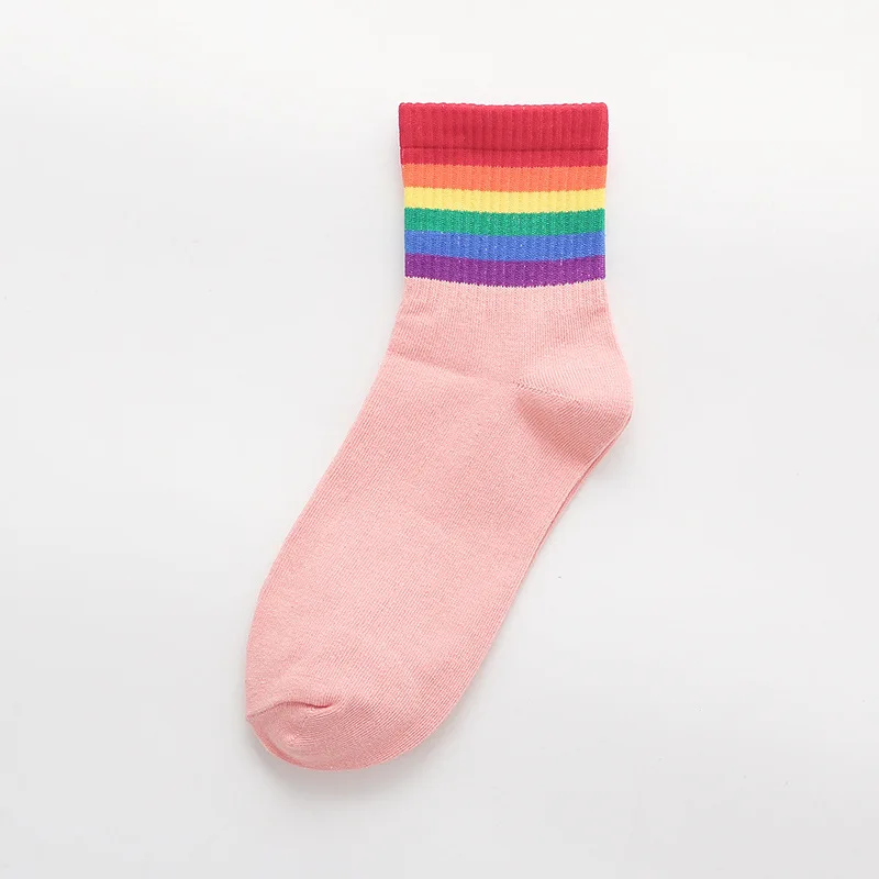 

Fashion Winter Women's Socks Cotton Rainbow Stripes Socks Christmas Warm Christmas Casual Tide Socks harajuku korean