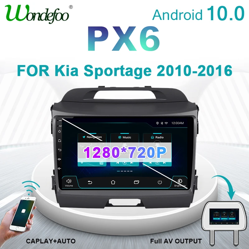 Автомобильное радио автомагнитола 2 din андроид Android 10 PX6 для KIA Sportage 3 2010-2016