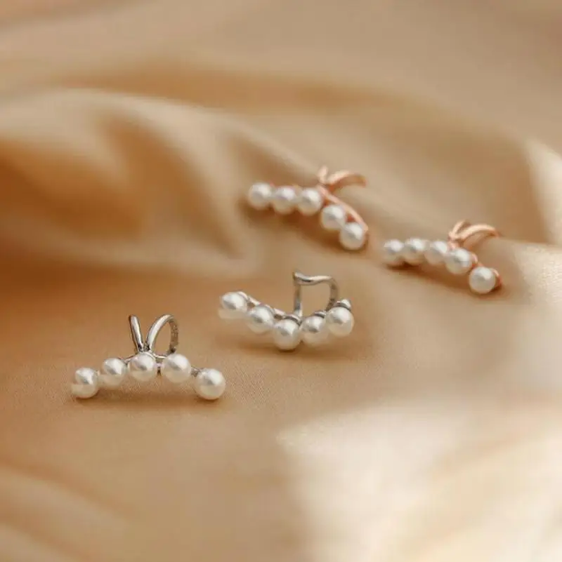 

High Quality Copper Artificial Pearl Ear Bone Clip Without Pierced Earrings for Women Simple Temperament Jewelry Gift