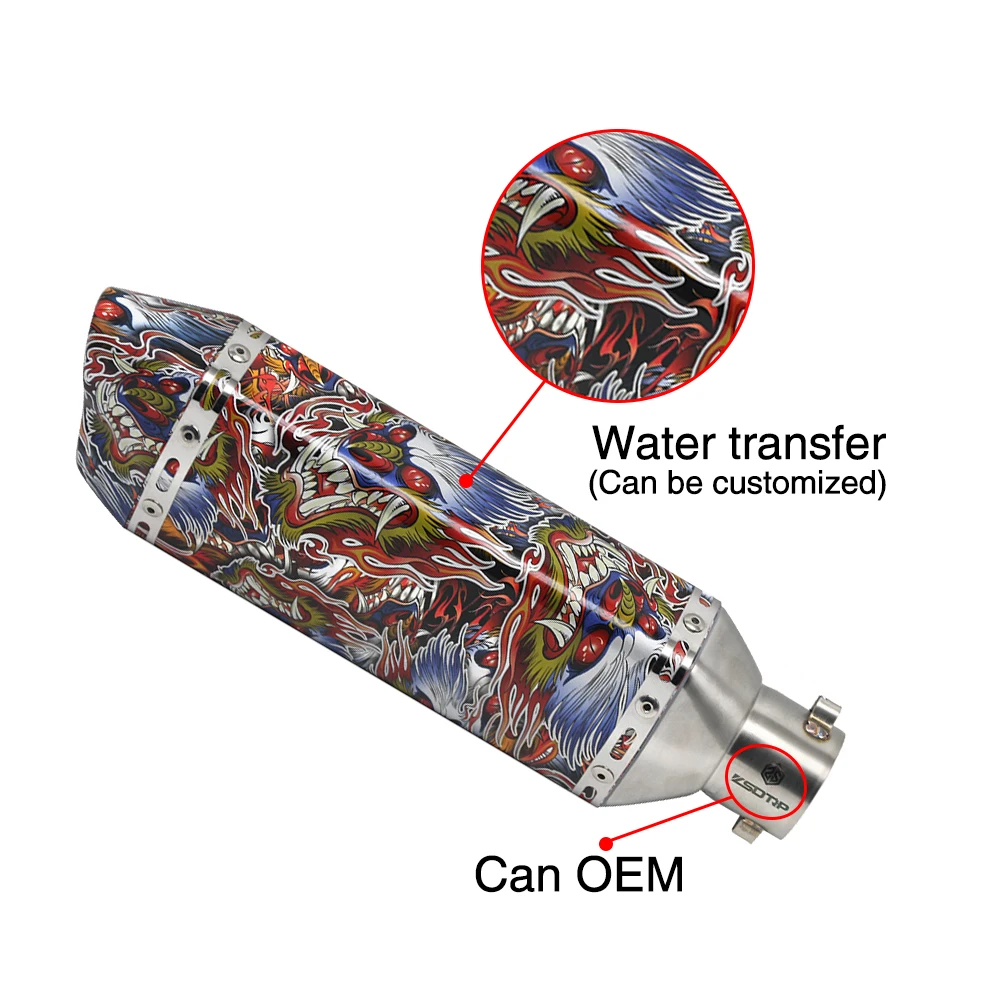 ZSDTRP Universal 51mm Colorful Motorcycle Muffler Exhaust Pipe For SUZUKI YAMAHA KAWASAKI HONDA used at 250cc to 750cc | Автомобили и